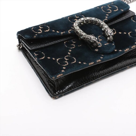 Gucci GG Velvet Dionysus velvet x leather Chain Shoulder Bag navy x black 476432 - Picture 4 of 10